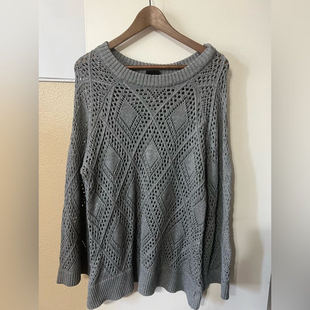 Torrid Women’s Gray Pointelle Pullover Sweater Sz2X Normcore Cabincore Casual